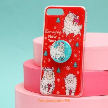 Новогодний подарочный набор, чехол для телефона с держателем «Новогоднее настроение», на iPhone 7, 8 plus