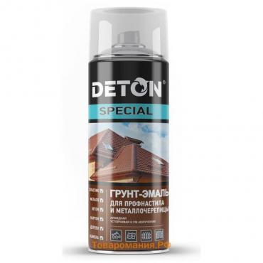 Грунт-эмаль DETON SPECIAL для профнастила и маталлочереп графитовый серый RAL7024 520мл