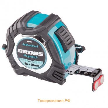 Рулетка Gross Magnetisch 32572, обрезиненный корпус, автостоп, нейлон, 5 м х 25 мм