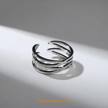Кольцо "Тренд" симбиоз, цвет серебро, безразмерное