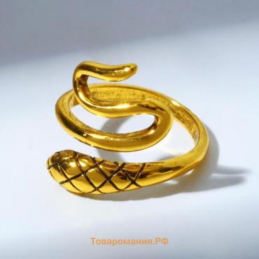 Кольцо "Змейка" маленькая, цвет чернёное золото, безразмерное