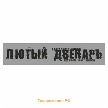 Полоса на лобовое стекло "ЛЮТЫЙ ДВЕНАРЬ", серебро, 1220 х 270 мм