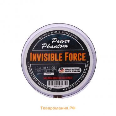 Леска Power Phantom Invisible Force CLEAR, диаметр 0.30 мм, тест 10.6 кг, 100 м