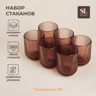 Стаканы SL Home «Модерн», 260 мл, 7.5×9.5 см, набор 6 шт., стекло, розовые