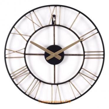 Часы настенные, интерьерные: Лофт, бесшумные, d-40 см, бронза